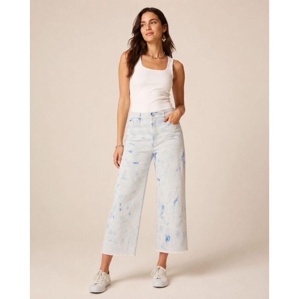 🆕 Style & Co Wide Leg Crop Jeans in Bleach Tie Dye Wash